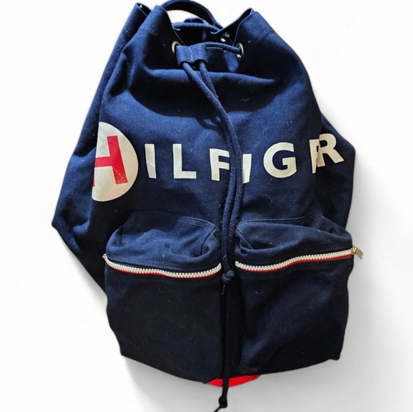 Vintage \'90\'s Tommy Hilfiger Blue Rucksack Bag/Backpack